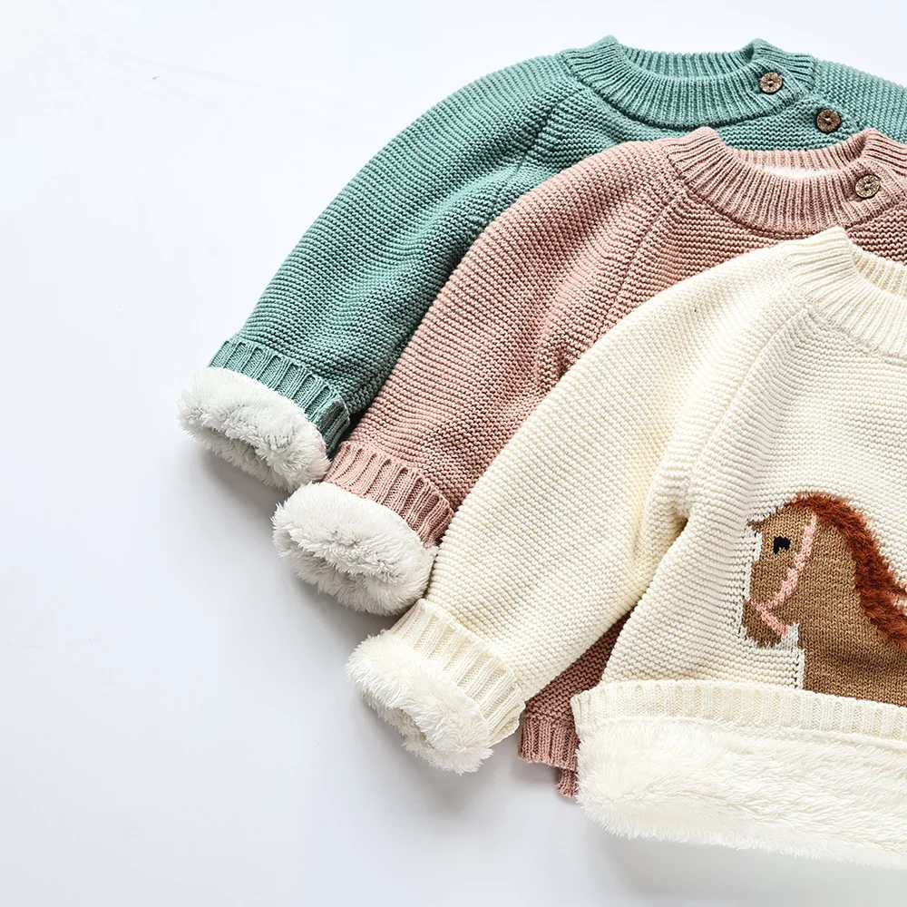 MILANCEL Inverno Nuovo Cartone Animato Bambini Maglioni per Bambini Fodera in Pelliccia Maglieria per Bambini Cappotto Pullover in Pile per Ragazzi