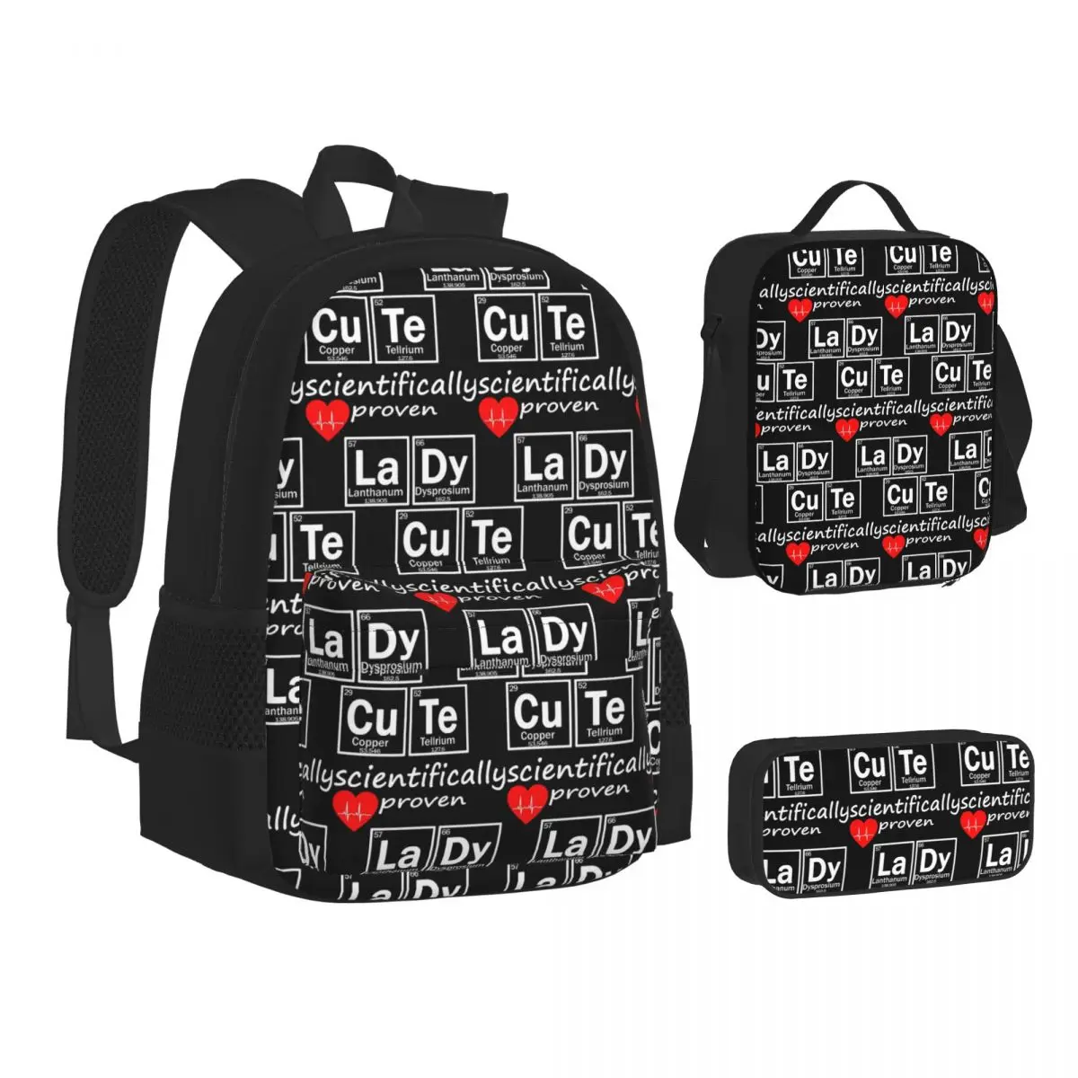Elements Periodic Table Science Chemistry Chemical Backpacks Bookbag School Bags Kids Rucksack Lunch Bag Pen Bag Three-Piece Set