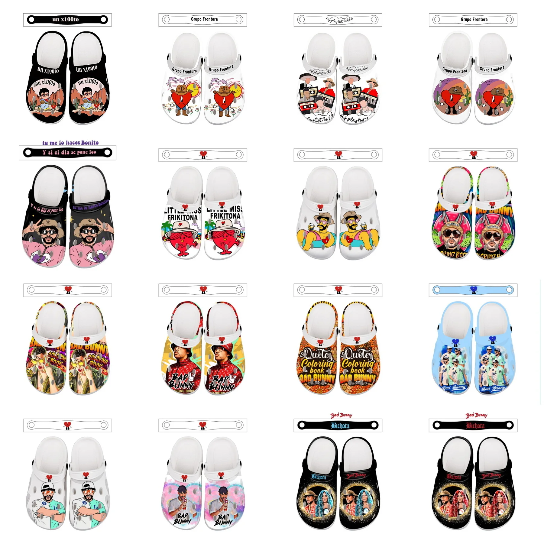 1 Pairs Funny PVC Garden Shoes with Heart and Sun Design - Comfortable Outdoor Slippers for Men and Women