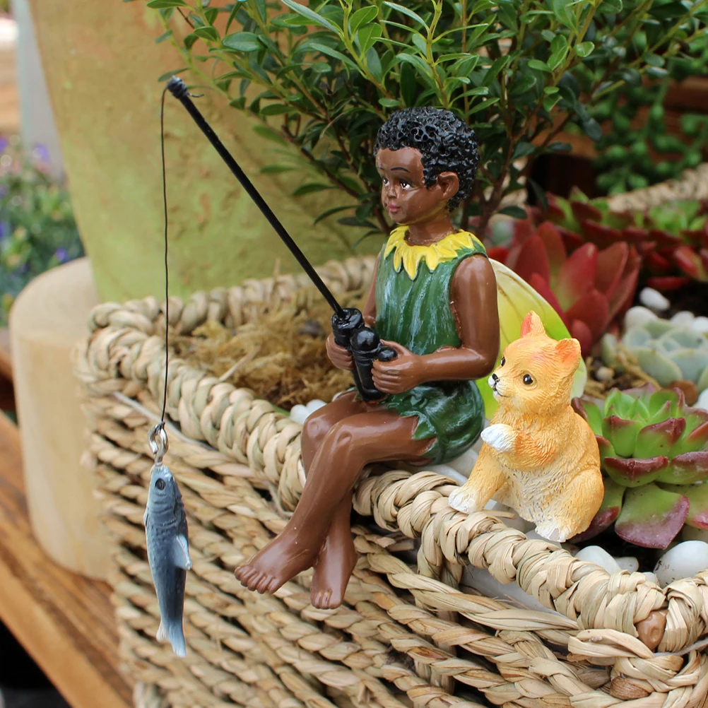 

1Set Flower Fairy Resin Statue Mini Small Garden Desktop Decoration Fairy and Dog Scene Ornament Photo Prop Desktop Ornament