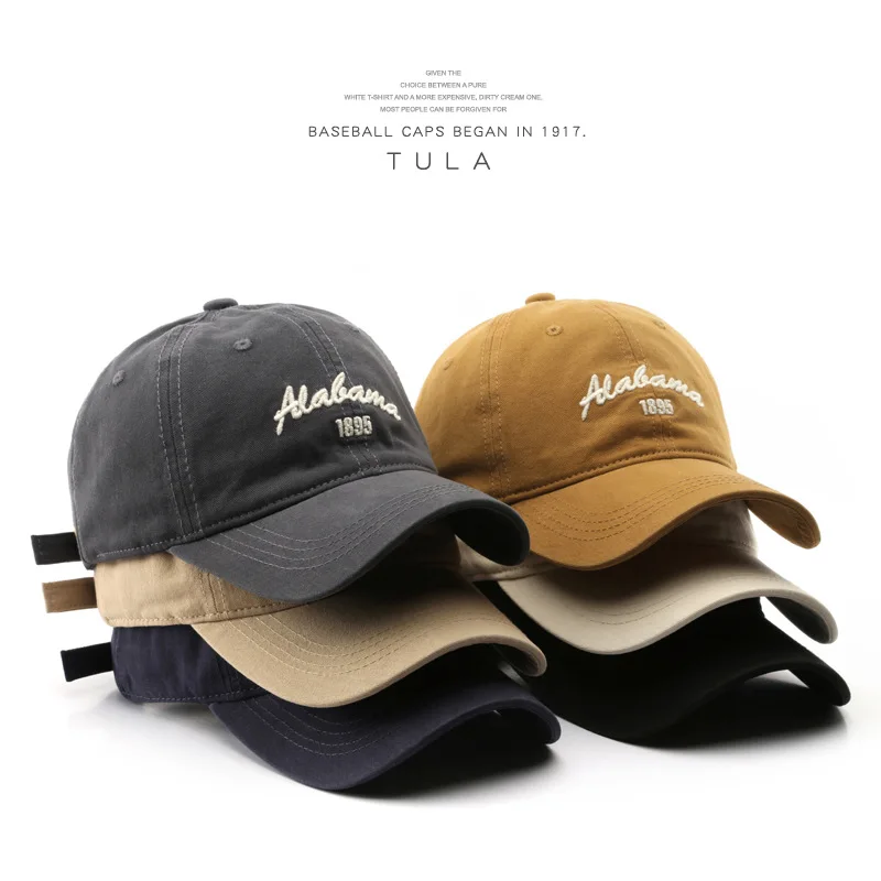 

Women Men Washed Cotton Baseball Cap Vintage Korean Japanese Style Embroidery Sun Protection Outdoor Unisex Hat​​