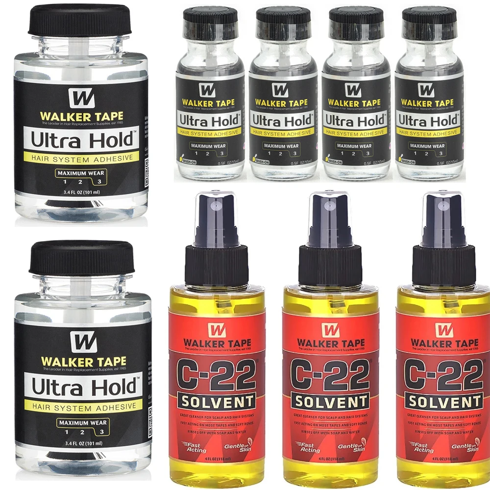 

Wholesale 3PCS Ultra Hold Hair System Adhesive & 4oz C22 Solvent Wig Glue Remover for lace wigs toupee closure