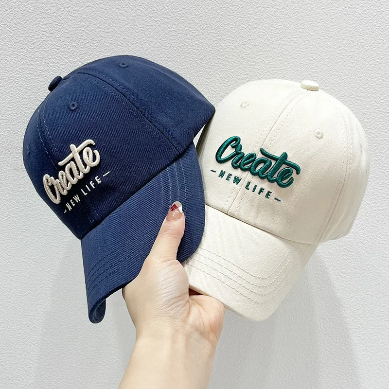 Hat Female Summer Trend Brand Embroidery Alphabet Baseball Hat Korean Version Show Face Small Fashion Shade Soft Top Cap Men