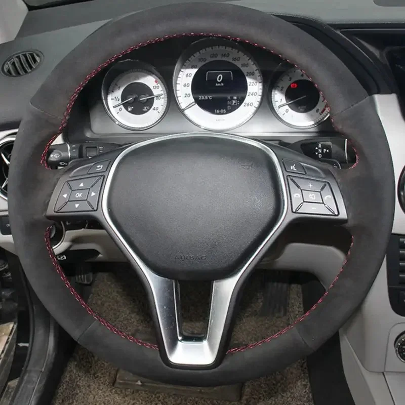 

Car Steering Wheel Cover For Mercedes Benz A-Class 2013-2015 B-Class 2011-2014 CLA Hand-stitched Black Soft Suede