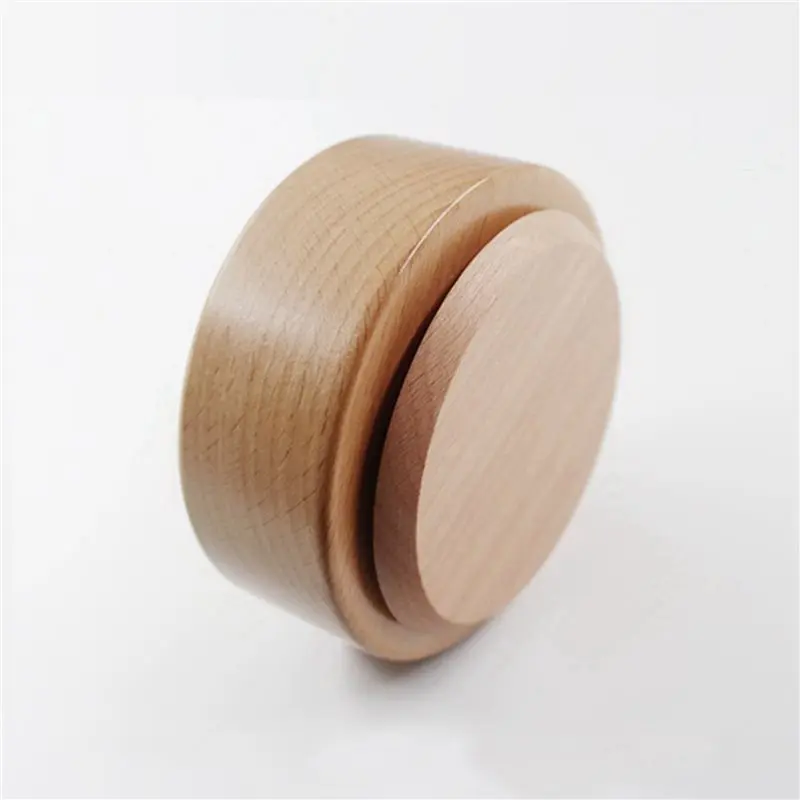 T19C 4X Wooden Music Box Rotating Round Base DIY Art Crafts For Christmas Decorative Ornaments Kids Gift
