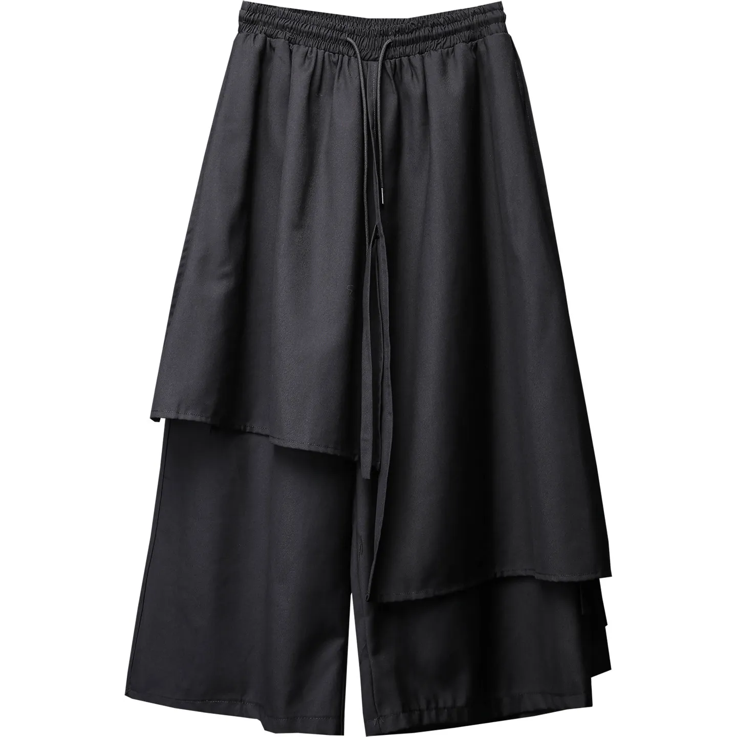 Pantskirt Multi-Layer Deconstruction Asymmetric Design Stitching Dark Gender-Free Wide Leg Smooth Ankle-Length Pants