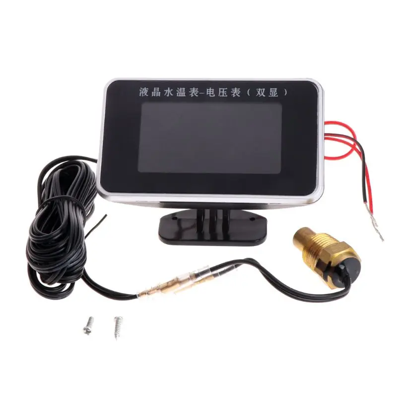 12V 24V Car LCD Digital Analog Water Temperature Gauge Auto Car Water Thermometer Voltmeter