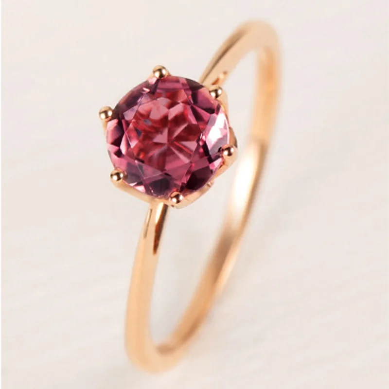 New Fashion Rose Gold Color Ring Luxury Red Crystal Lab Ruby Ring Lady Anniversary Gift Tibetan Silver Wedding Jewelry For Women