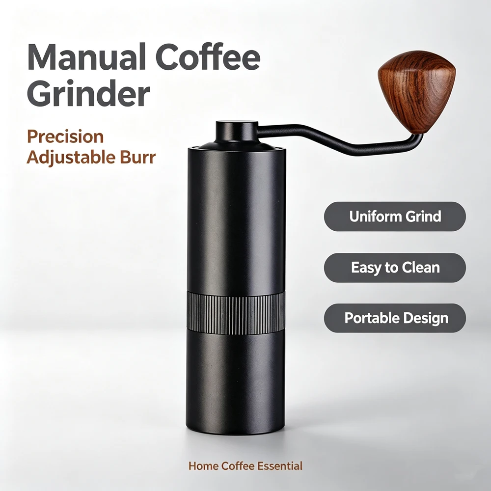 Portable Hand-Crank Coffee Grinder Fine-Grind for Pour-Over 15g Capacity Compact Manual Milling Tool for Outdoor And Travel Use