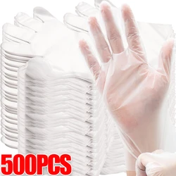 500-100PCS Disposable Transparent Glove Food Grade Plastic Eco-friendly Cleaning Gloves Non-Slip DIY Cooking Kitchen Accessories