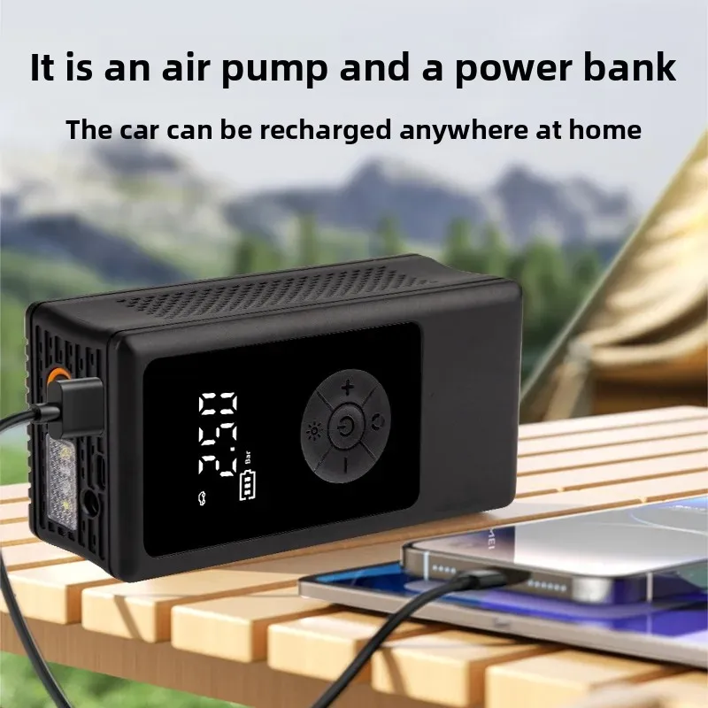 مضخة نفخ إطارات السيارة المحمولة متعددة الوظائف شاحن الهاتف المحمول في حالات الطوارئ قوة البنك نموذج جديد ضاغط هواء السيارة