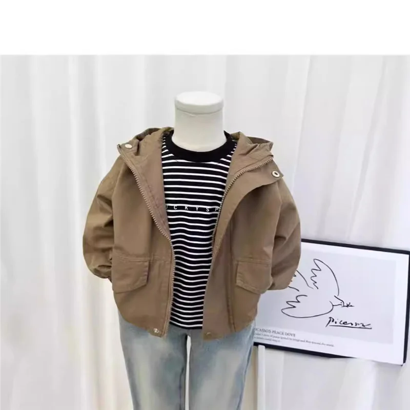 Boys Trench Coats Spring Autumn New Kids Hooded Jacket Baby Casual Zipper Hoodie Outfits Children Clothes 2-8 Years 5