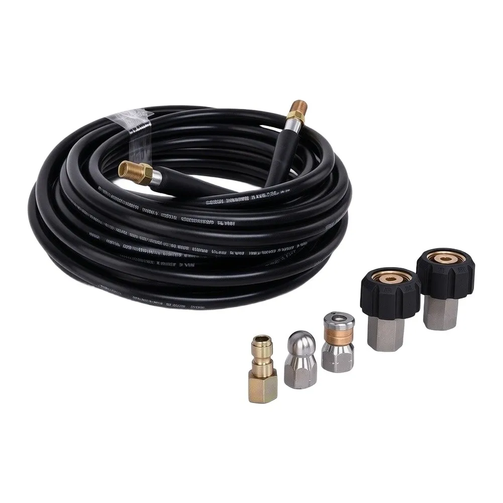 15M Drain Hose for Sewer Jetter Systems Featuring PVC Build and Seamless Integration with Pressure Washer Units