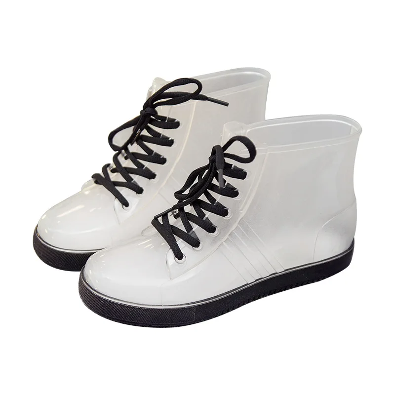 Women's Transparent Anti-Slip Waterproof Shoes Rain Boots with Fleece Lining Women's Short-Boot Style Rain Boots view 5