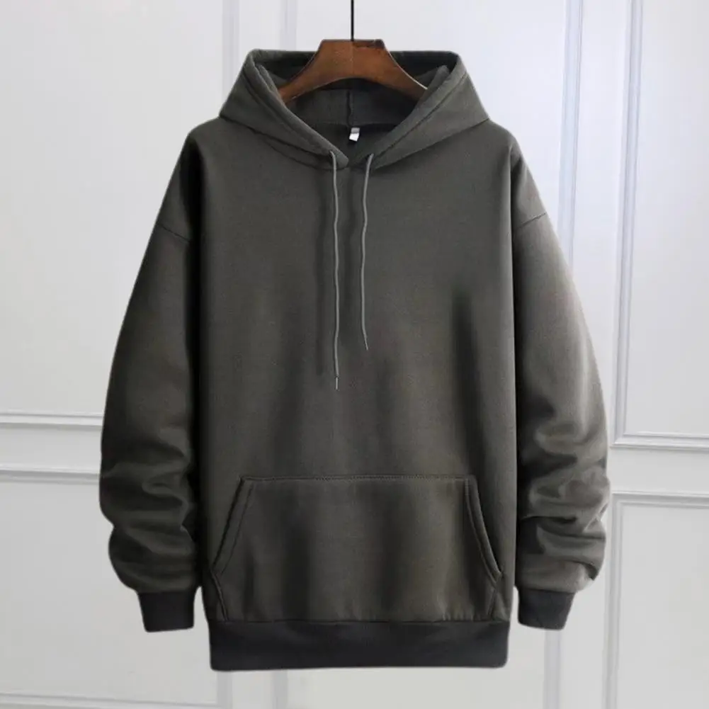 

Hooded Men's Sweatshirt Ribbed Bottom Padded Drawstring Large Pocket Sweatshirt Super Soft Men's Pullover Sweatshirt For Everyda