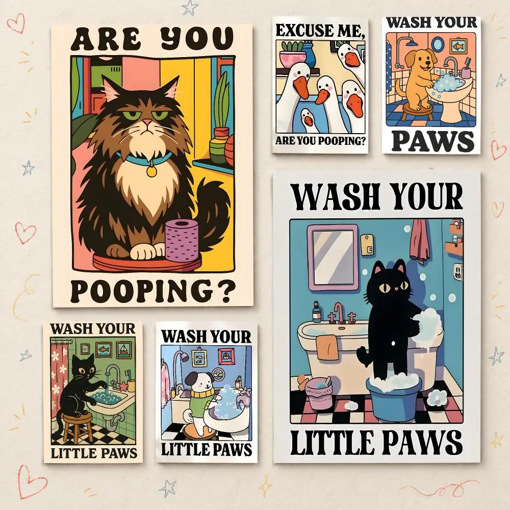 Wash Your Paws Poster HD PP Waterproof Wall Decor for Living Room Gift