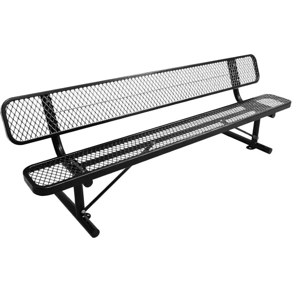 

Durable Outdoor Metal Bench with Backrest for Parks, Gardens, and Patios - Black