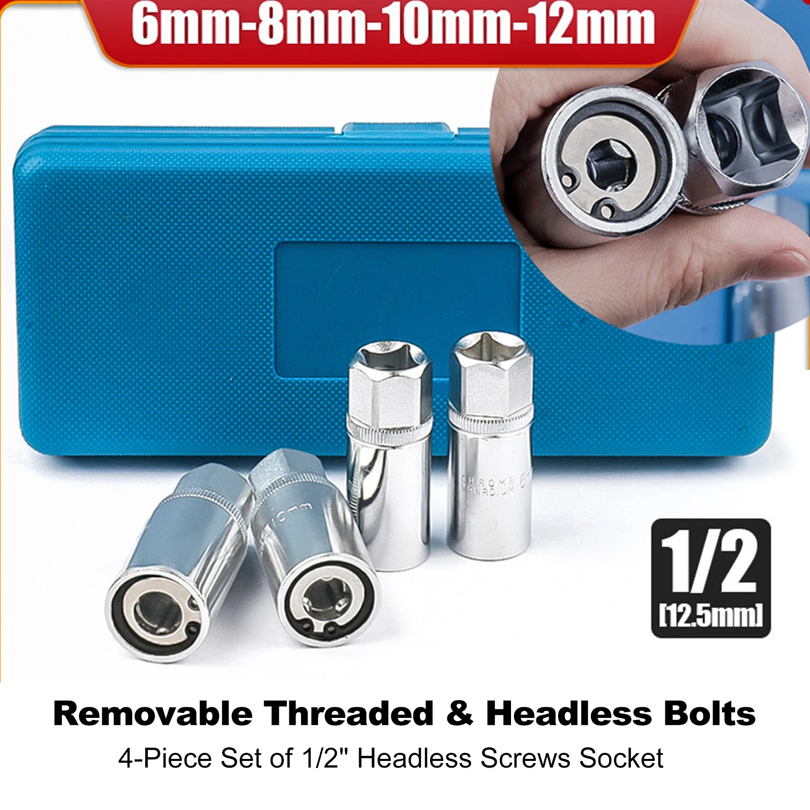 

Набор из 4 предметов для удаления сломанных шпилек, метрический инструмент для удаления шпилек, квадратный привод 12,5 мм, прочный портативный съемник гаек