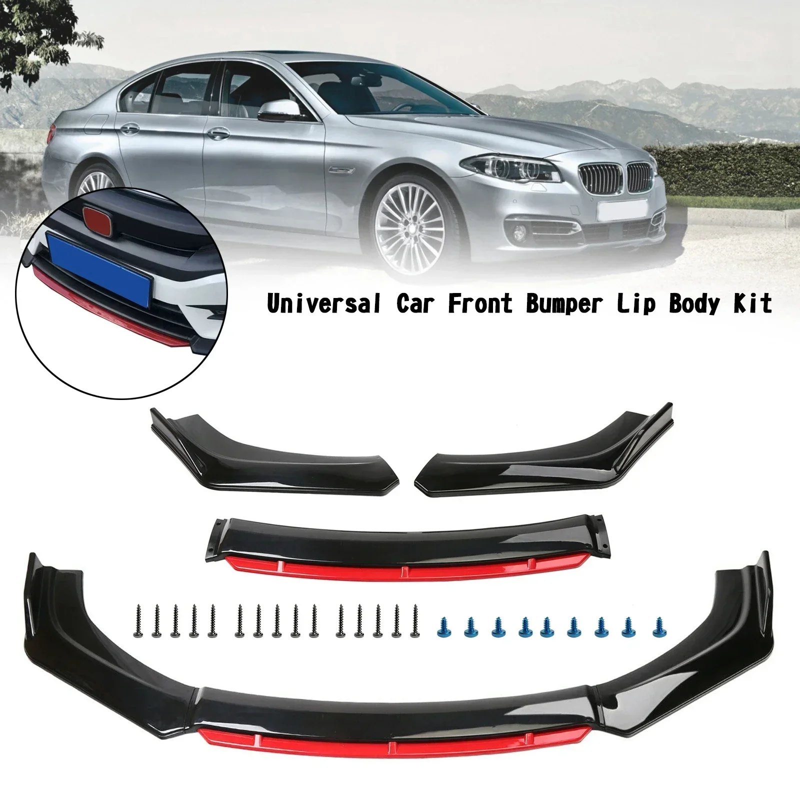 

4PCS Universal Car Front Bumper Lip Body Kit Splitter Spoiler Diffuser Protector Car Accessories