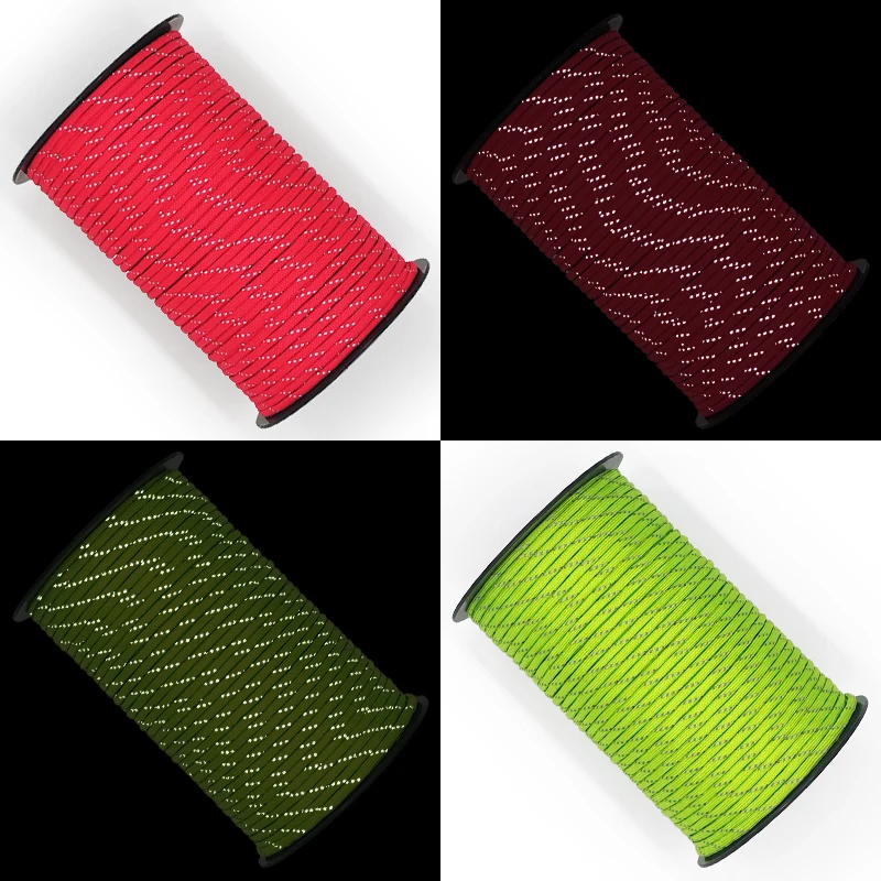 حبل مظلة لتسلق الجبال ، حبل خيمة ، عاكس ، نسج سهل ، دائم ، السفر ، التخييم في الهواء الطلق ، سبعة النواة ، 100 متر