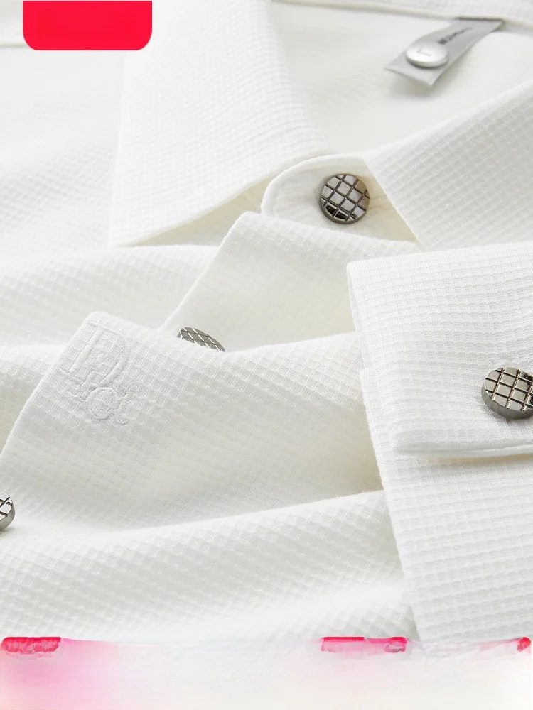 

Мужская рубашка Ele No-iron Sl с длинным рукавом, на флисовой подкладке, повседневная, приталенная, модная, белая, молодежная, в городском стиле, осенняя, теплая.