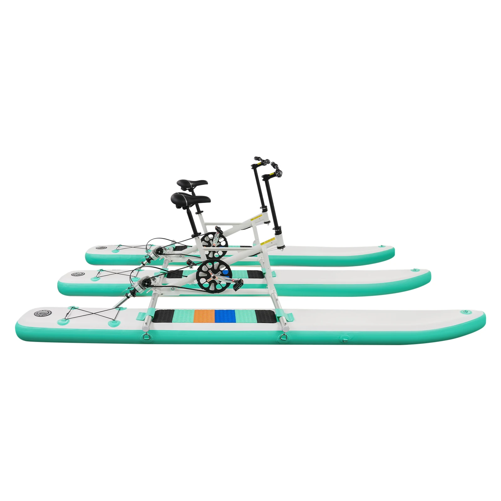 2 Person Inflatable Water Bike, PVC Floating Pedal Pontoon Bike, 180kg Load Capacity, Foldable for Travel & Storage Adjustable Seat for Lake River Water Park Recreation