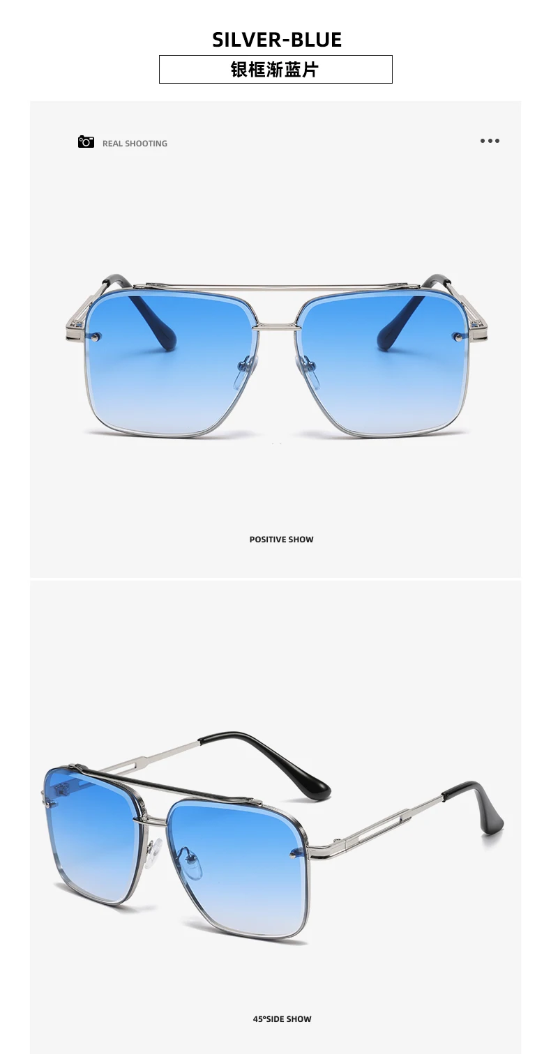 Neue Fashion Square Sonnenbrille Männer Luxus Marke Designer Metall Sonnenbrille Vintage Pilot Shades Brillen Oculos De Sol – Detail 16