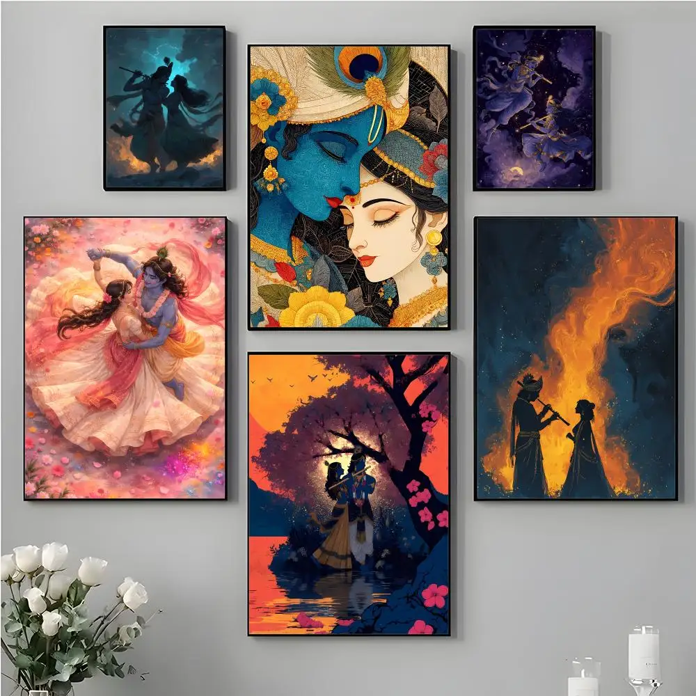 Divine Traditional R-Radha Krishna Art Poster Top-Quality For Household Room Bar Cafe Wall Art Decor  Gift Item