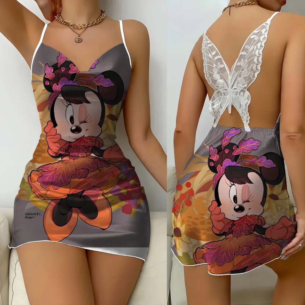 Fashion Softy Nightgown for Women Sexy Sleepwear for Women Top Seller Female Slip Dress Summer Sleepwear Cartoon Pattern Dress