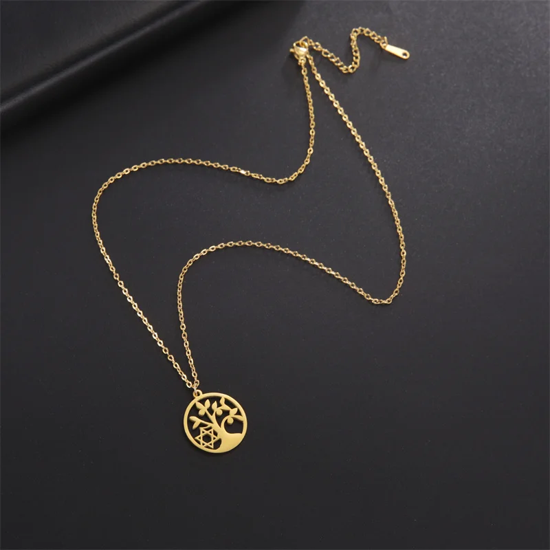 Klassische Goldfarbe Edelstahl Halskette für Frauen Kette Halsreif Mond Kaktus Anhänger Halskette Schmuck Geburtstags geschenk Großhandel – Detail 29