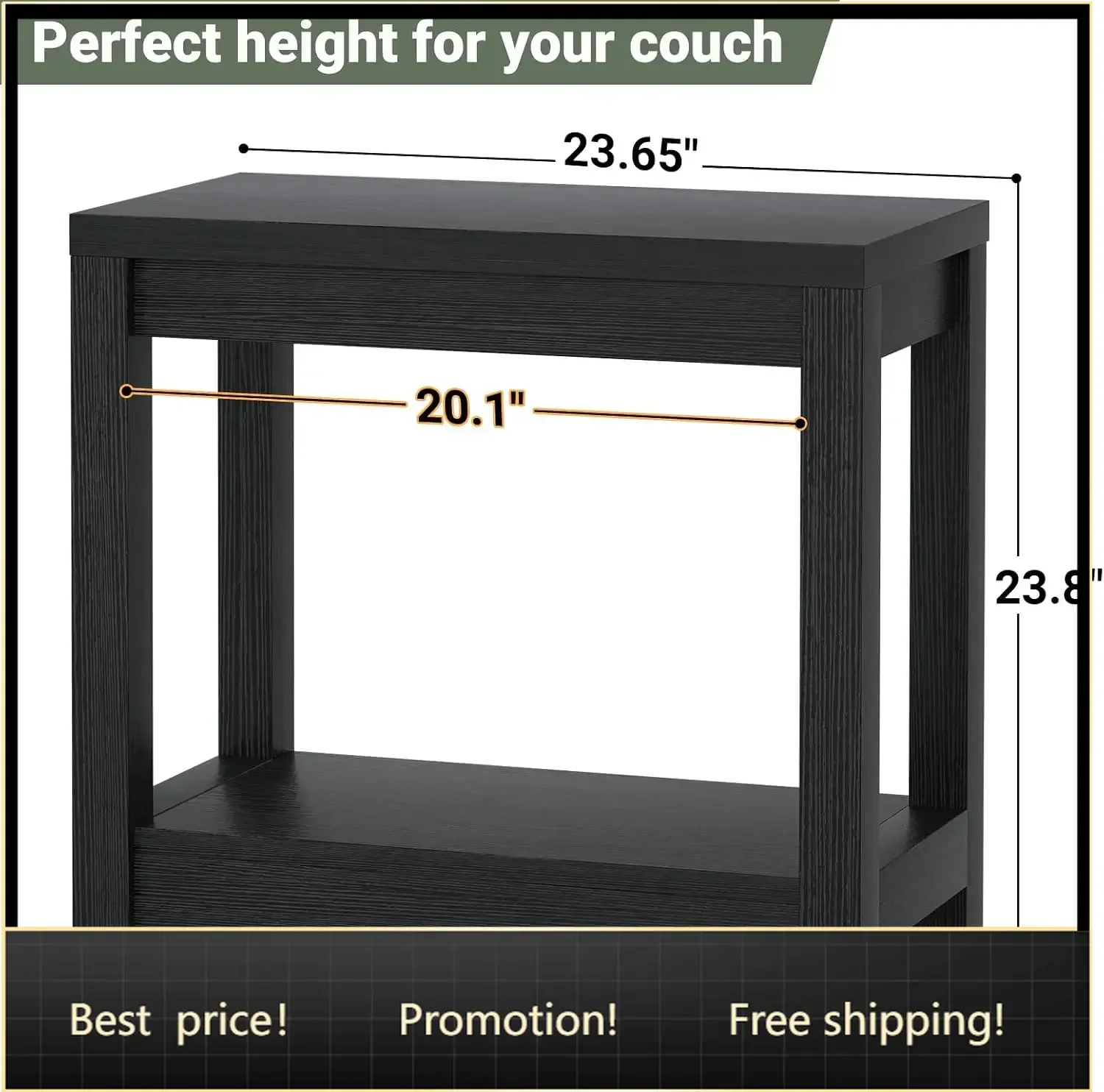 Farmhouse End Table, Narrow Side Table, Slim End Table with Storage Shelf, Small Console Table for Small Spaces, Nightstand