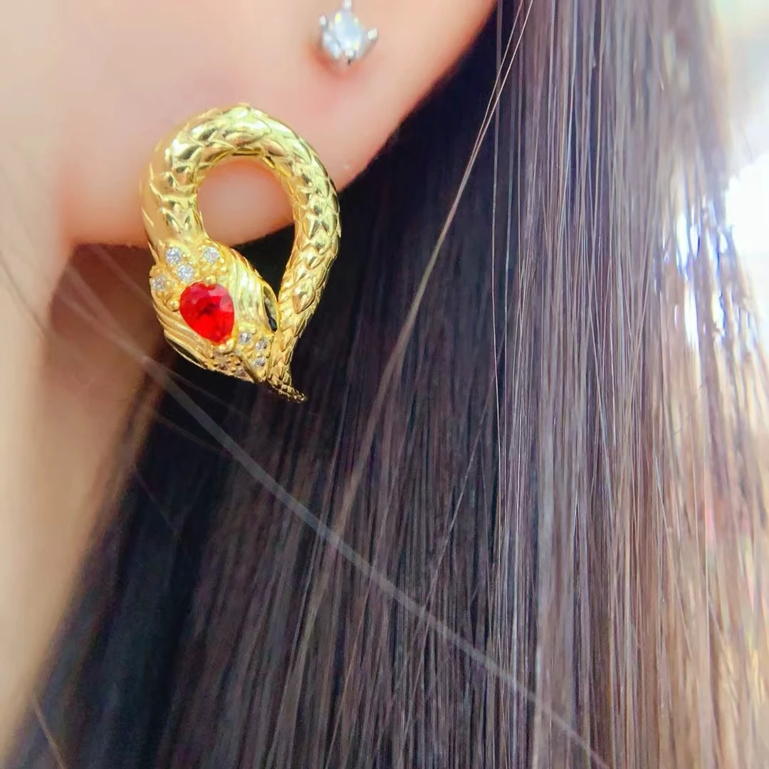 KJJEAXCMY Natural Red Sapphire Earrings  S925 silver , electroplated locking color process, high clarity Full of luster