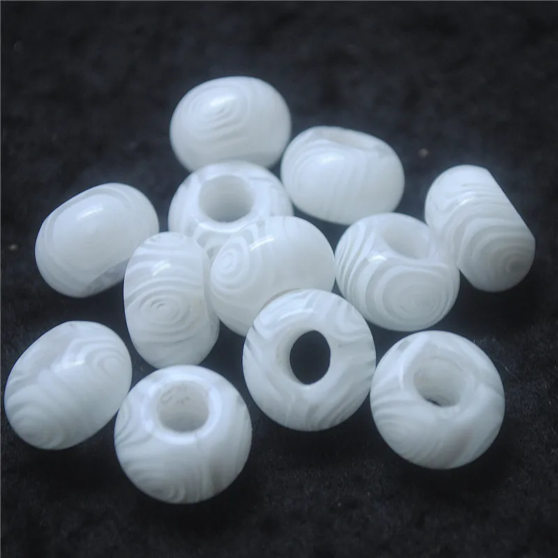 10PCS New Glass Beads For Women Chains Bracelets Making 9X15MM DIY Jewelry Finding Top Selling White Flower