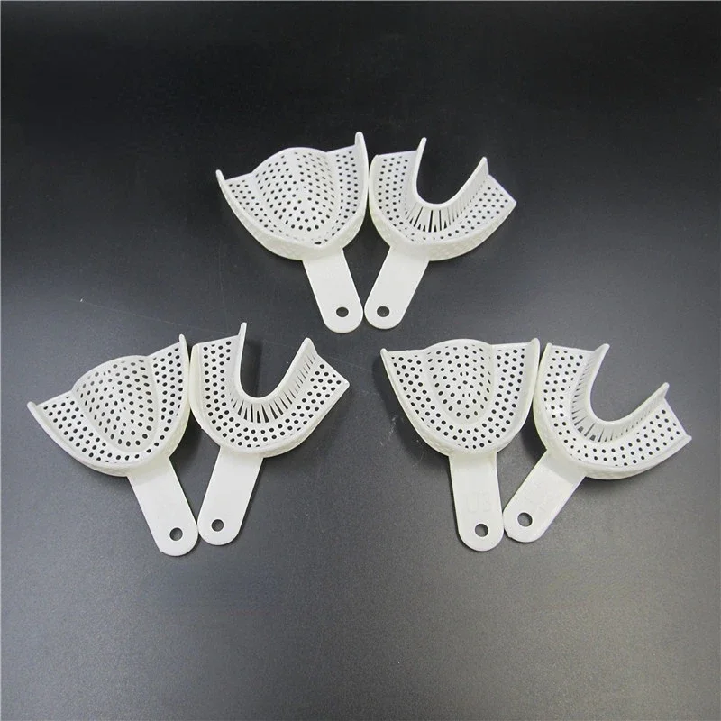 10Pcs/set Dental Impression Plastic Trays Without Mesh Tray Dental Care Teeth Holder Dental Materials Supply for Oral Tools