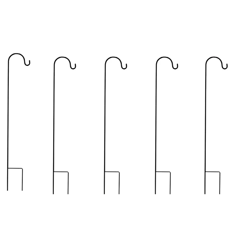 5X Shepherd Hooks Rust Resistant Garden Stake Outdoor Metal Plant Stand Hanger Bird Feeder Pole 120X10x1cm