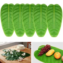 5PCS Large Artificial Banana Leaves Faux Tropical Leaves For Hawaiian Luau Party Desktop Food Drink Placemat Ornament