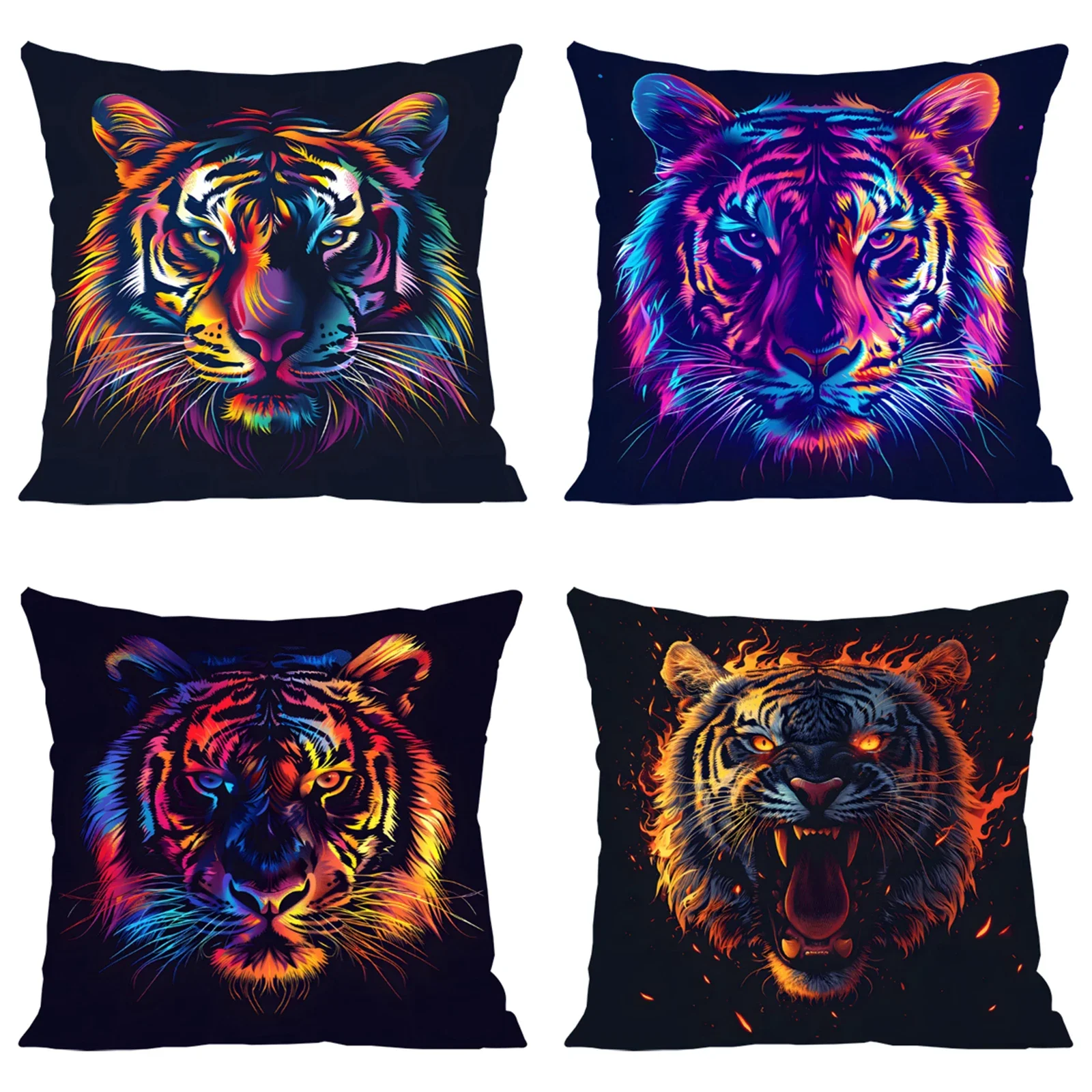 Tiger Head Black Cover for Pillow Cases 45x45 Cushions Cover Bed Pillowcases Pillow Covers Decorative Luxury Home Decor Cushion