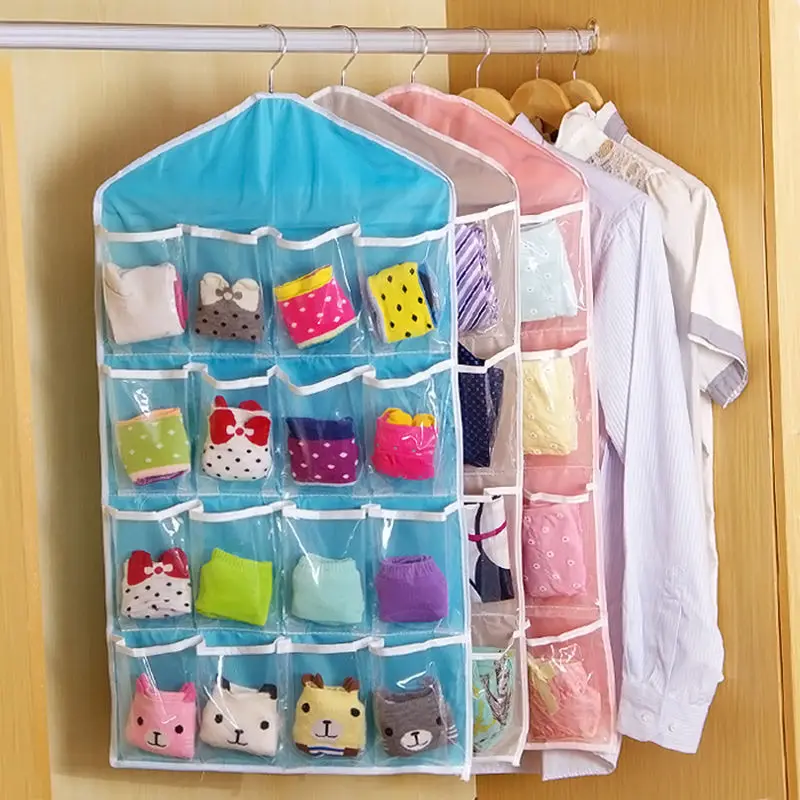 

16 Pocket Hanging Over The Door Storage Bag Wall Closest Shoe Organizer Rack Underwear Sundries Sorting Storage Bags