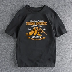 Men's hiking outdoor T-shirt with mountain  print design  polyester T-shirt, 2024 summer new men's and women's sportswear