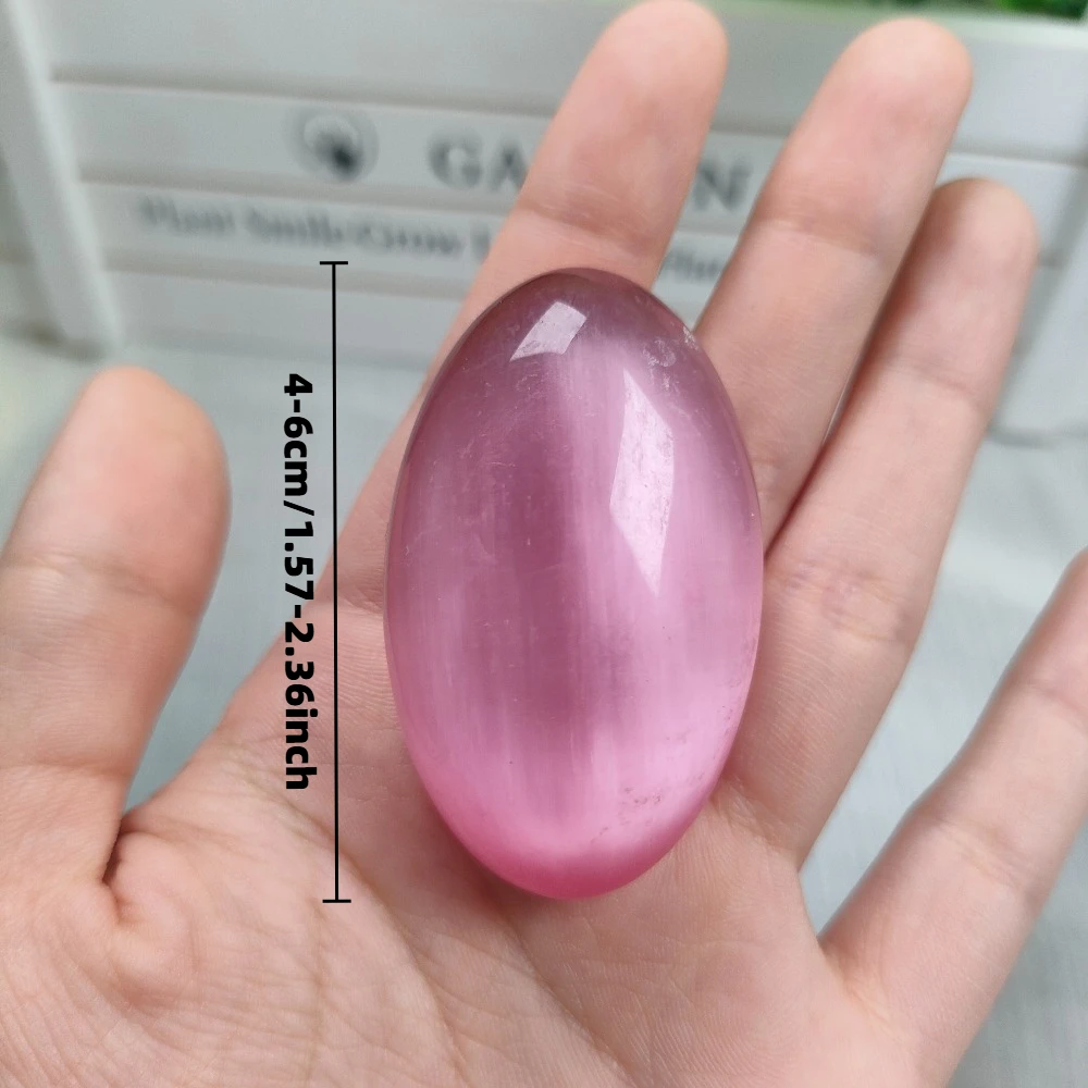 Natural Multicolored Cat'S Eye Crystal Heart and Palmstone Shaped Ornament Cat's Eye Light Effect