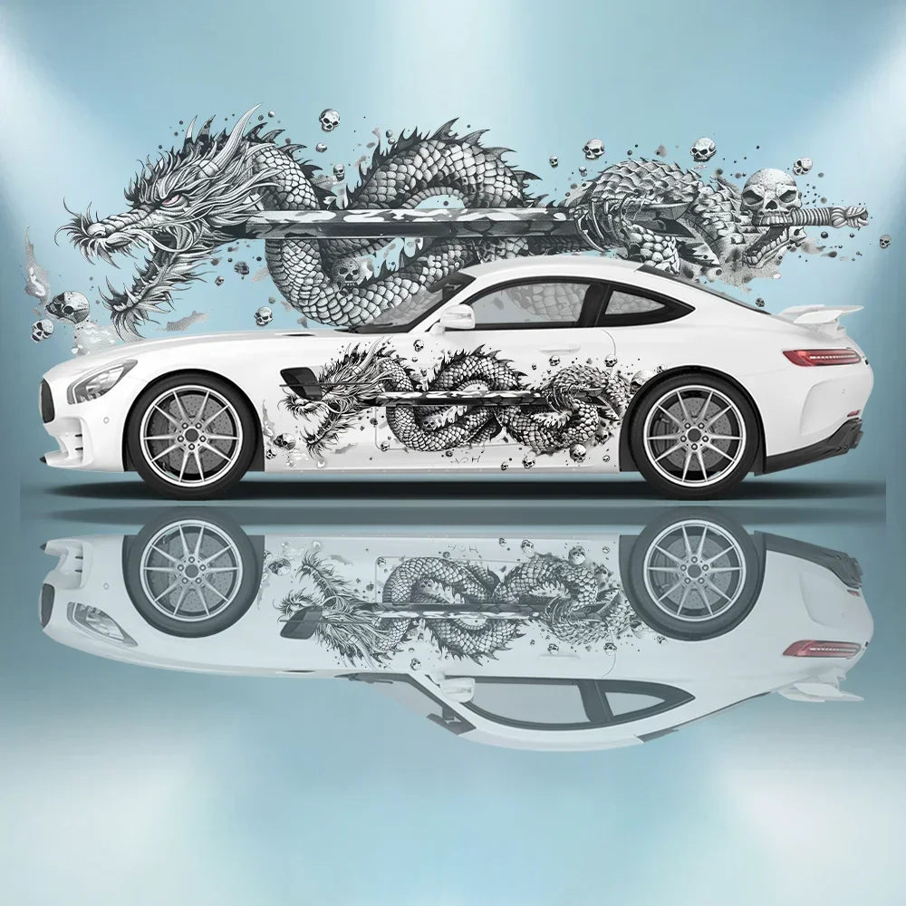 

Летающий дракон с цветами, автомобильные виниловые наклейки, самоклеящаяся наклейка из ПВХ, подходит для грузовиков, внедорожников, декор, автоаксессуары, подарок