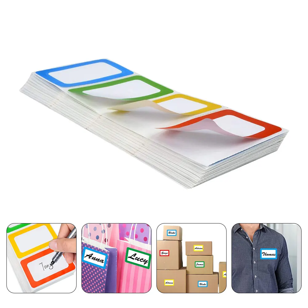 

200pcs Name Tag Stickers Self-Adhesive Label Stickers For Home Office School Plain Name Labels Sticky Tags For Files Boxes Daily