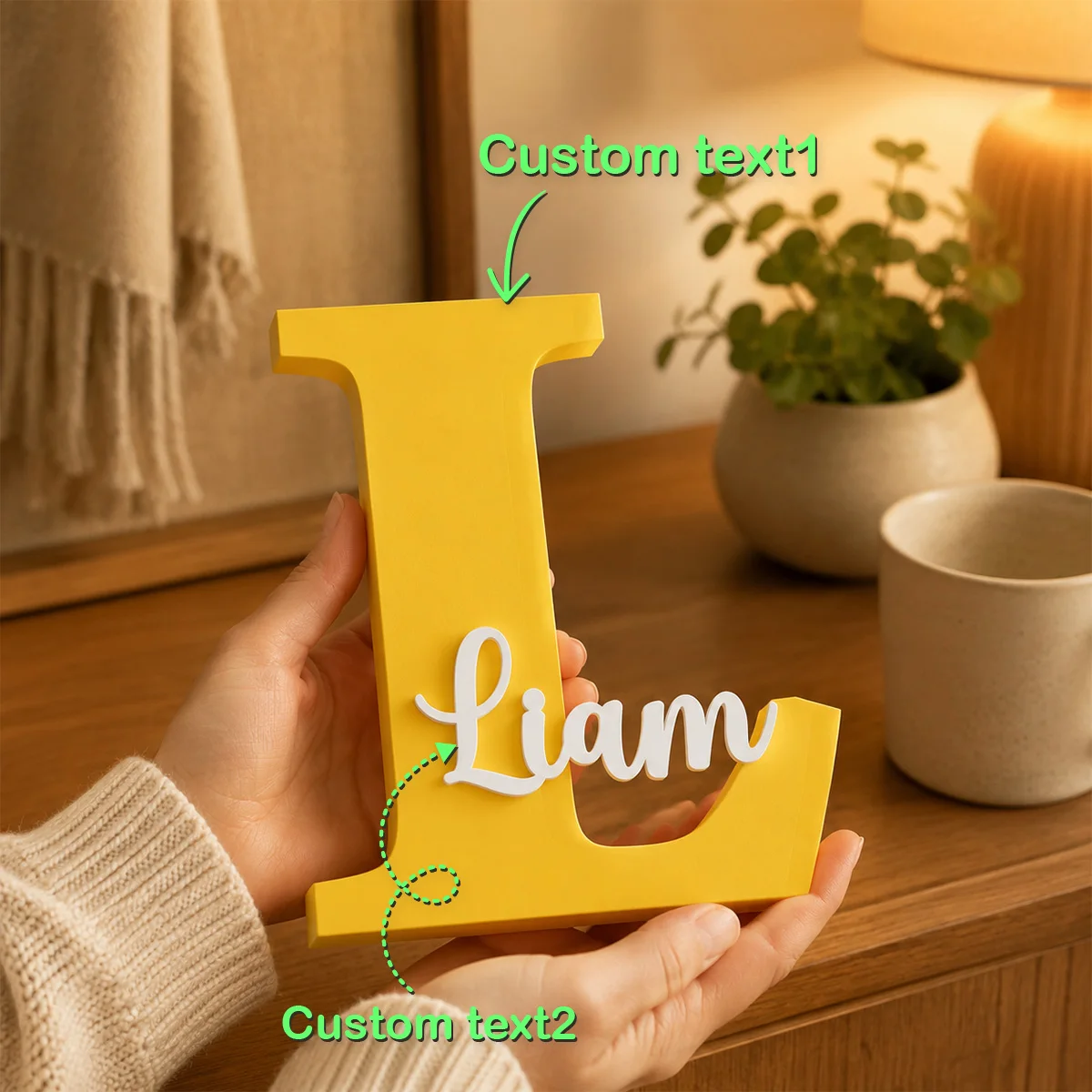 1pc double-layer letter ornament, custom content, home decoration, bedroom atmosphere decoration, birthday gift