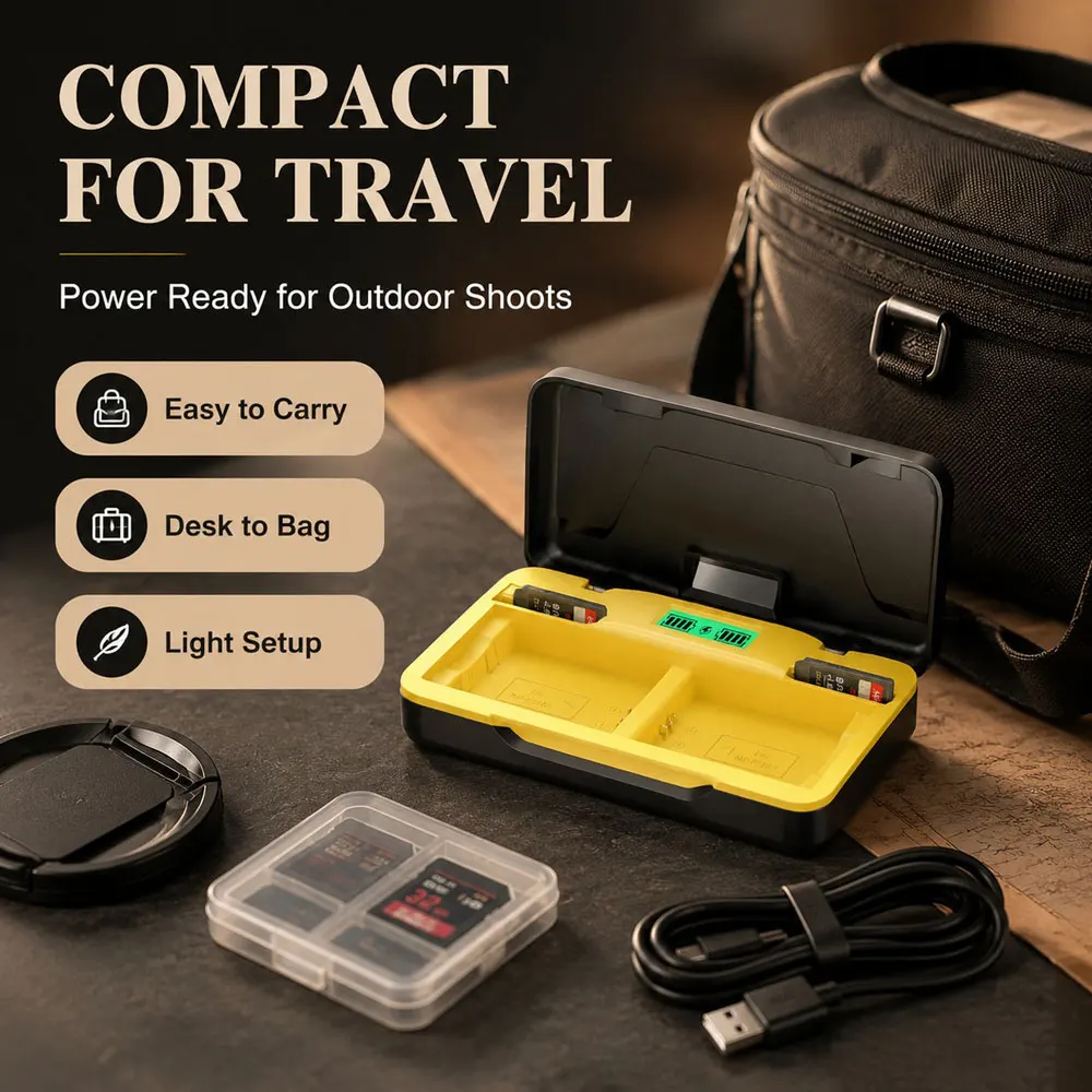 Dual-battery camera charger box LP-E6 has an SD card slot and is suitable for Canon EOS R5 R6 5D4 6DMark ll 60D 70D 80D 90D,etc. view 3