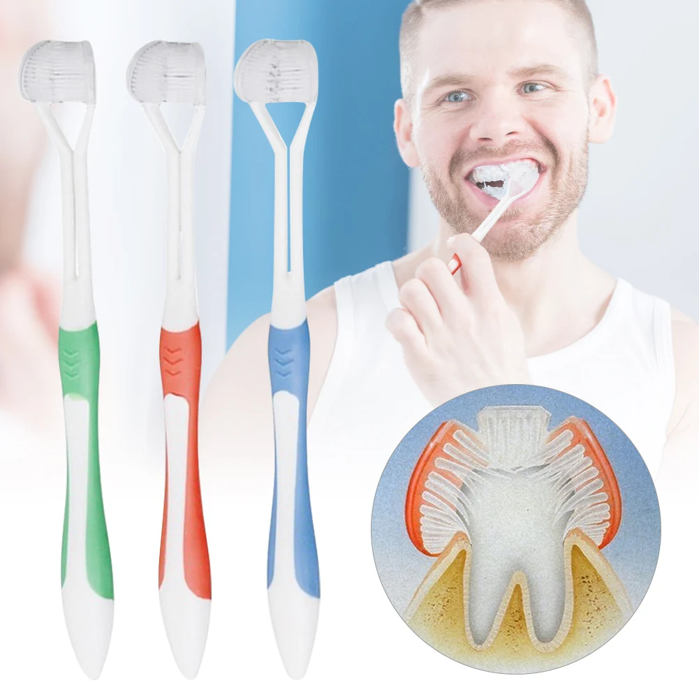 360 grad Drei-seitige Weichen Borsten Zahnbürste Oral Pflege Sicherheit Zahnbürste Zähne Tief Reinigung Tragbare Reise Dental Oral Care