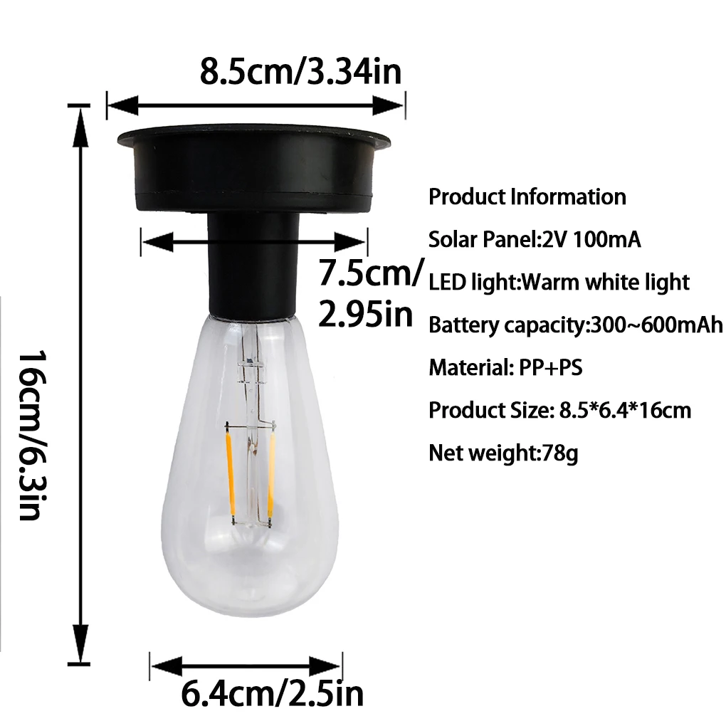 2 buah Bohlam G40 Pengganti Lampu Luar Ruangan Tenaga Surya Dengan LED Putih Hangat Lampu Tenaga Surya