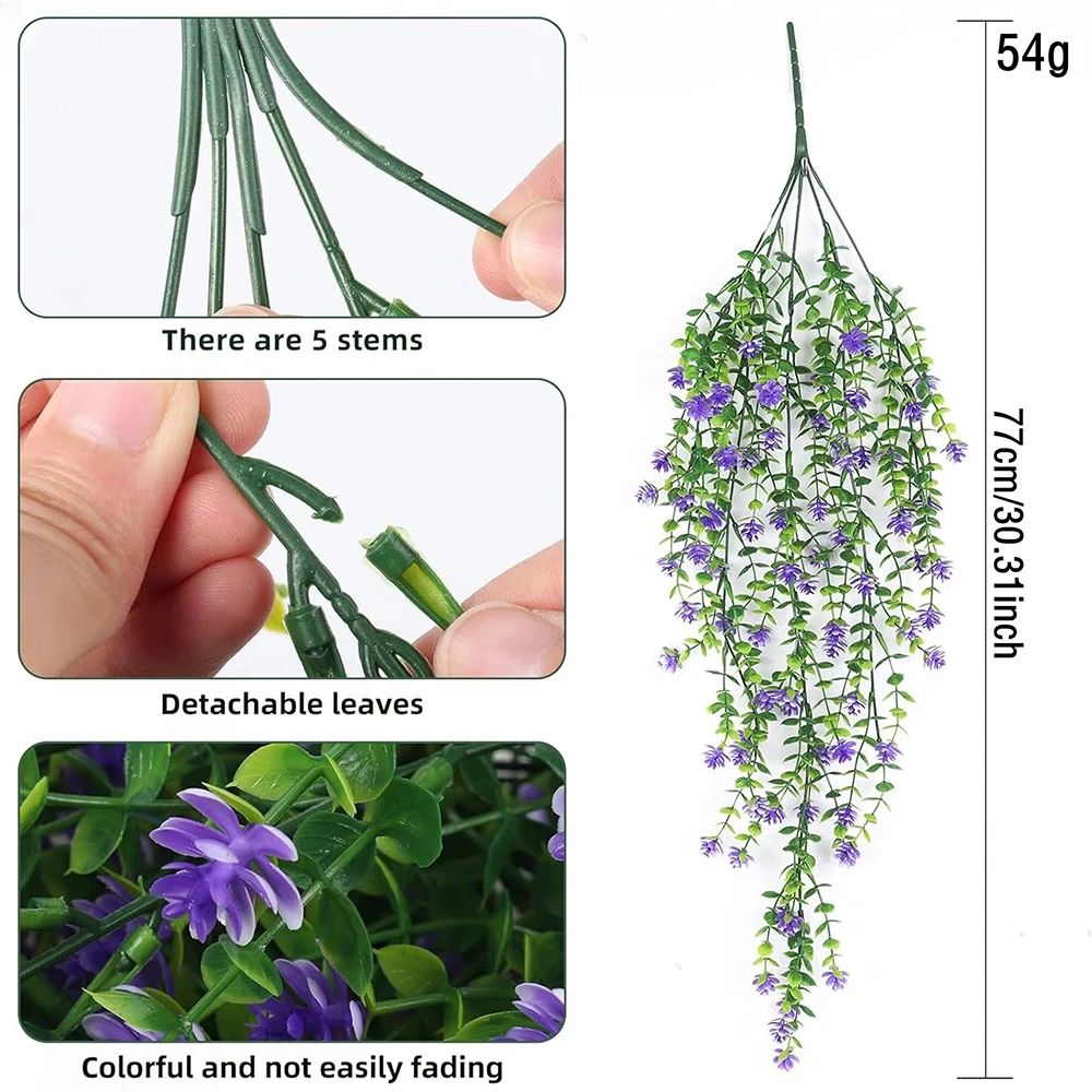 80CM Artificial Hanging Flower False Rattan Willow Rattan Flower Artificial Hanging planta for Home Garden Wall Decoration