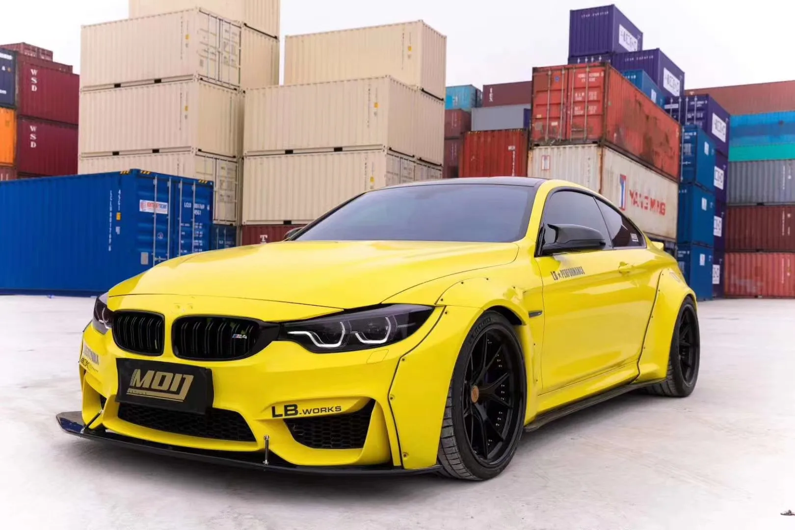 suitable for BMW M4 F82 Wide-body Kit Upgraded LB Style Front Lip Diffuser Spoiler Side Skirt Wide Body