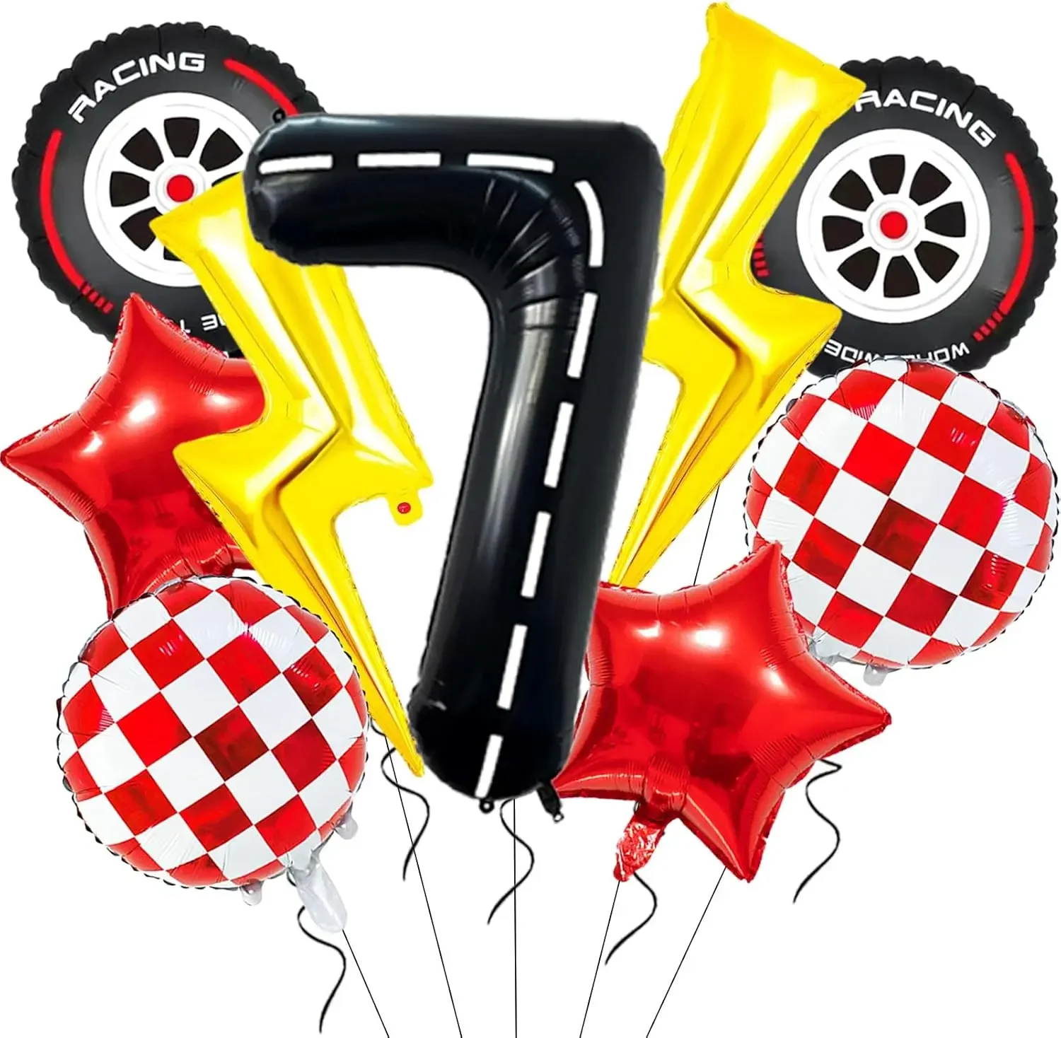 9-teiliges Rennwagen-Themen Ballonset, Karierfahne Design Ballonkit für Jungen Geburtstag, Rennthemen-Partydekoration – Detail 6