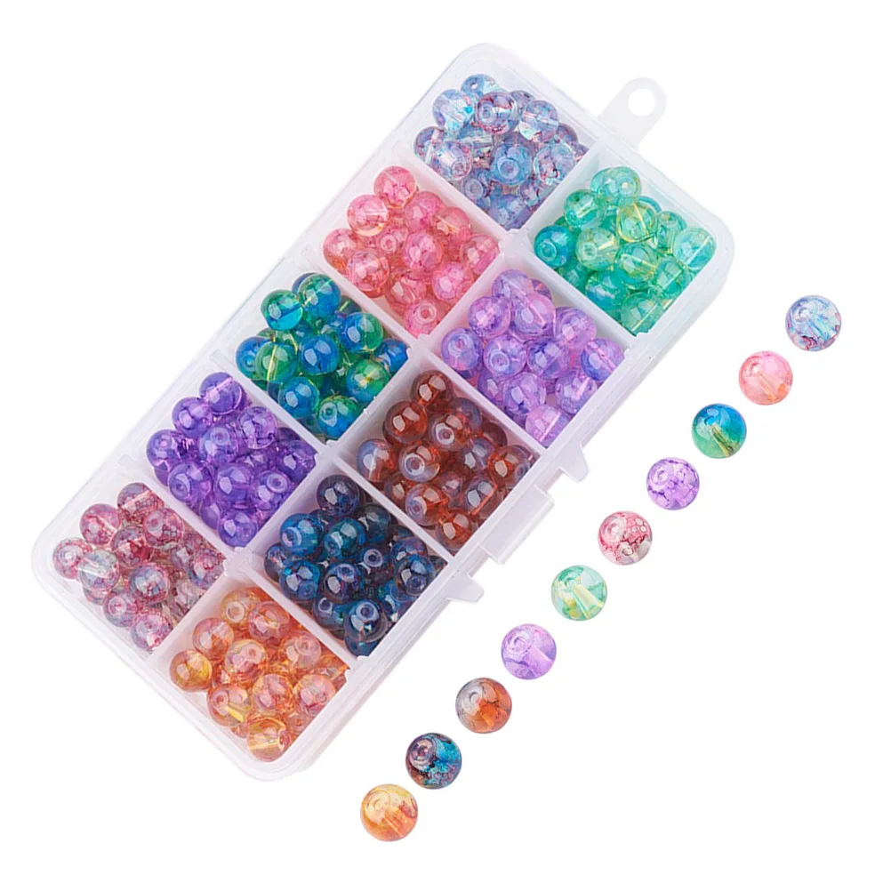 

300 шт. стеклянные свободные бусины, треснутые красочные круглые бусины для браслетов, ожерелий, ювелирные аксессуары ручной работы «сделай сам»